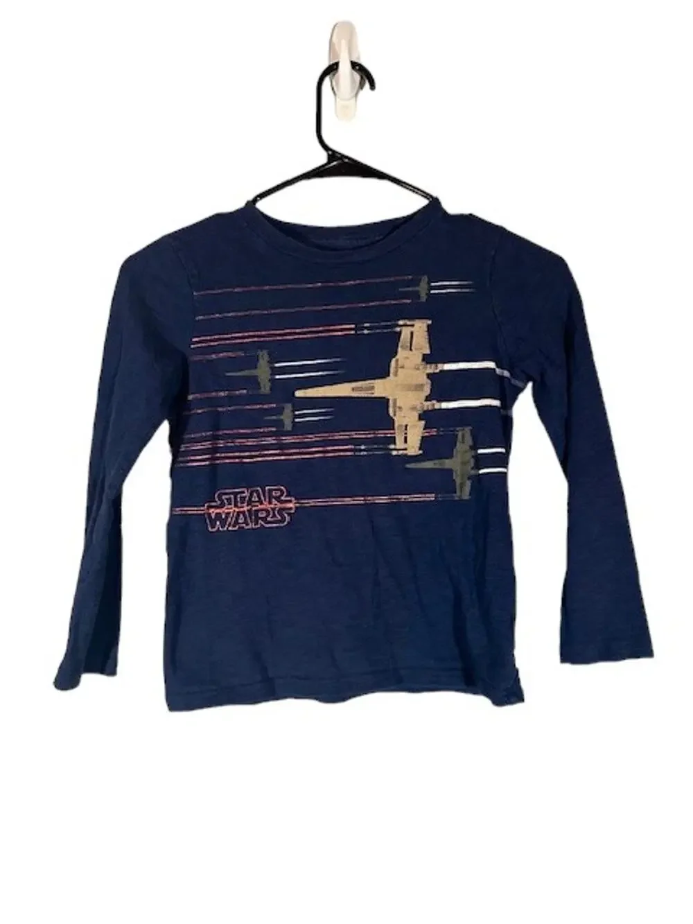 Gap Navy Blue Long Sleeve Graphic Tee Crew Neck Star Wars Boys Youth Size Small